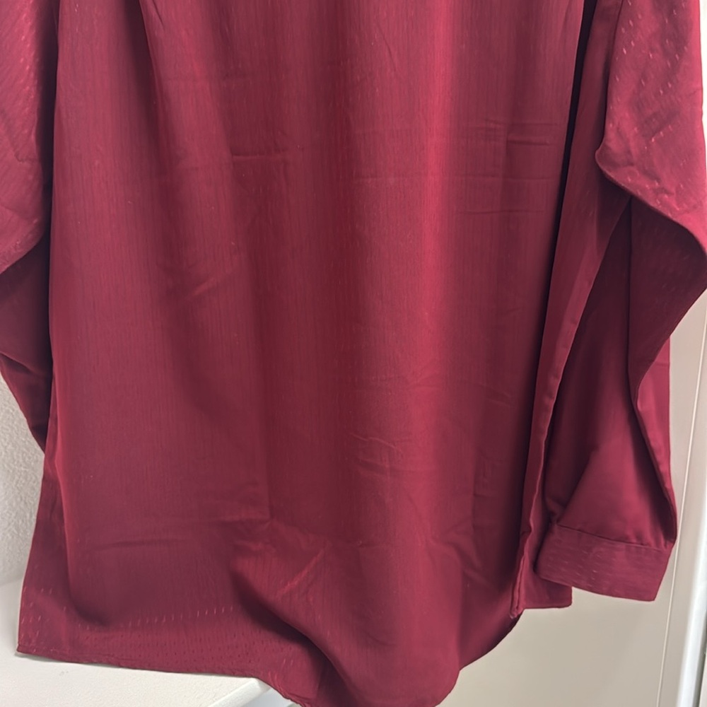 NWT Alfani Micotrend Men XXL Long Sleeve Button Down Burgundy Color Dress Shirt - Picture 10 of 14